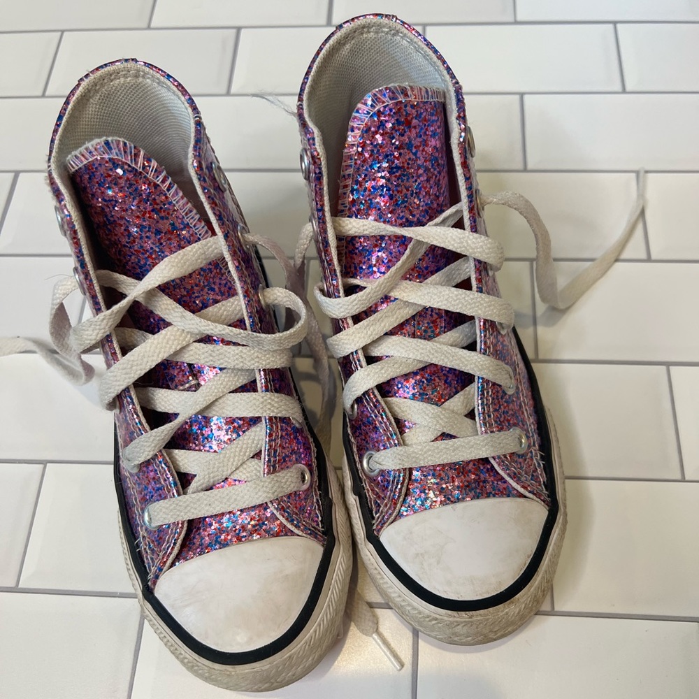 Girls Converse Sparkling Glitter High Tops